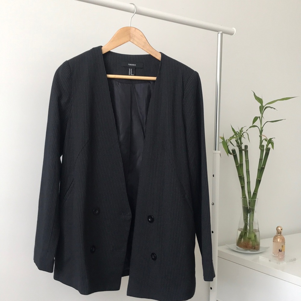 Forever 21 pinstripes double breasted blazer